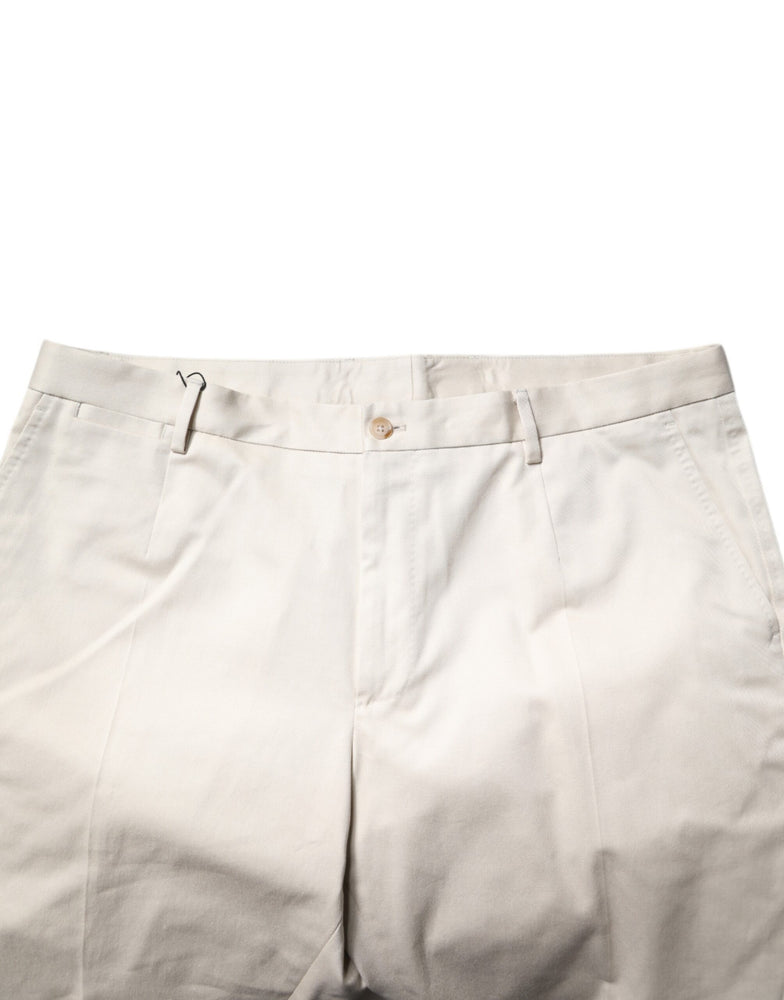 Dolce & Gabbana Beige Cotton Stretch Mid Waist Bermuda Shorts