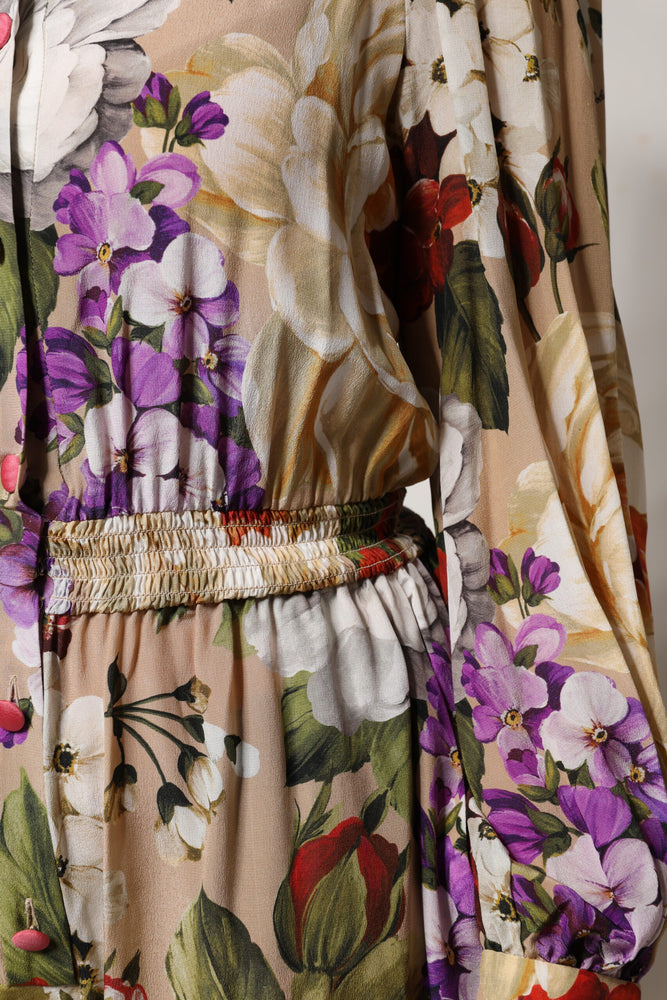 Dolce & Gabbana Multicolor Floral Wide Leg Jumpsuit Dress