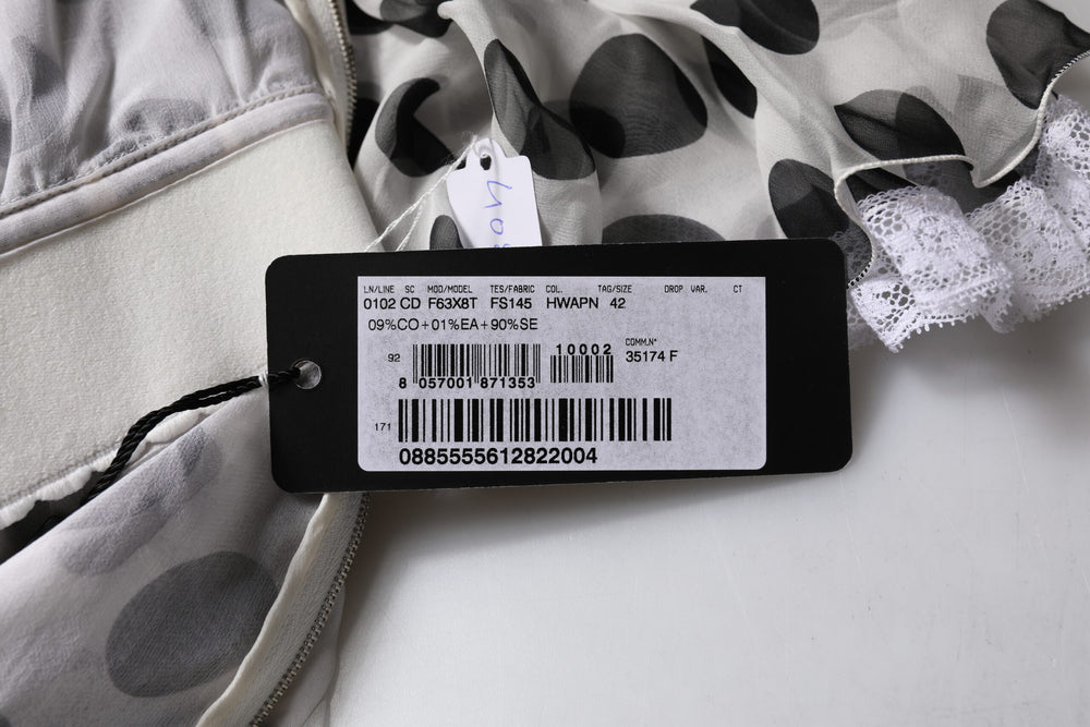 Dolce & Gabbana White Polka Dotted Silk Blend A-line Dress