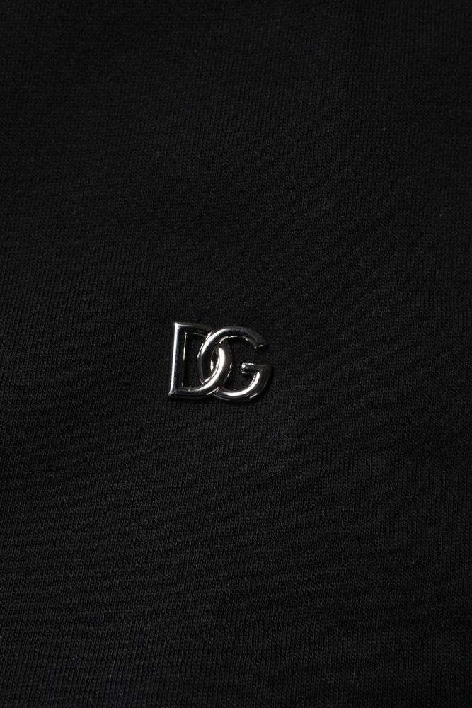 Dolce & Gabbana Black Cotton Crew Neck Sweatshirt Sweater