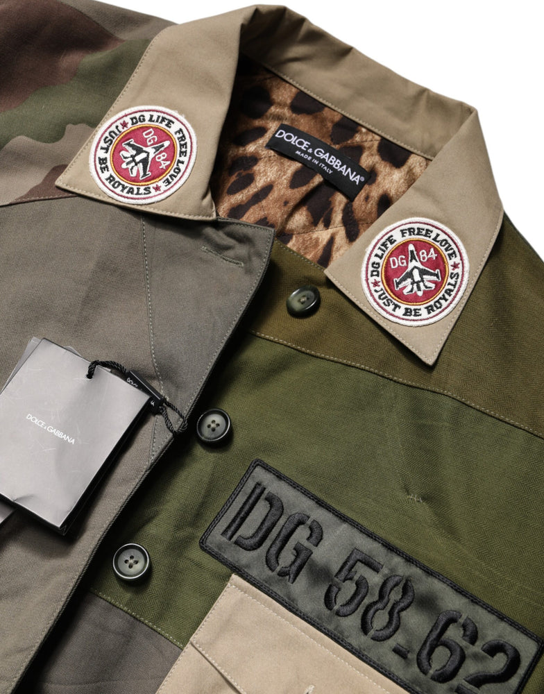 Dolce & Gabbana Military Green Cotton Button Down Jacket