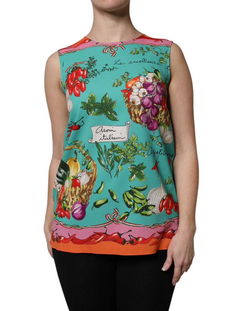 Dolce & Gabbana Multicolor Floral Silk Sleeveless Tank Top