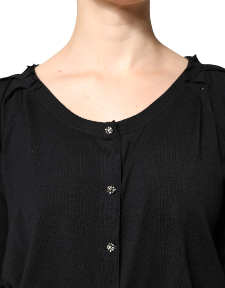 Dolce & Gabbana Black Button Down Short Sleeve Blouse Top