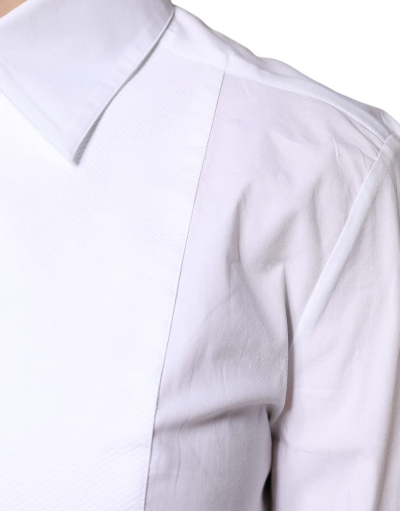 Dolce & Gabbana White Cotton Dress Collared Dress Shirt Top