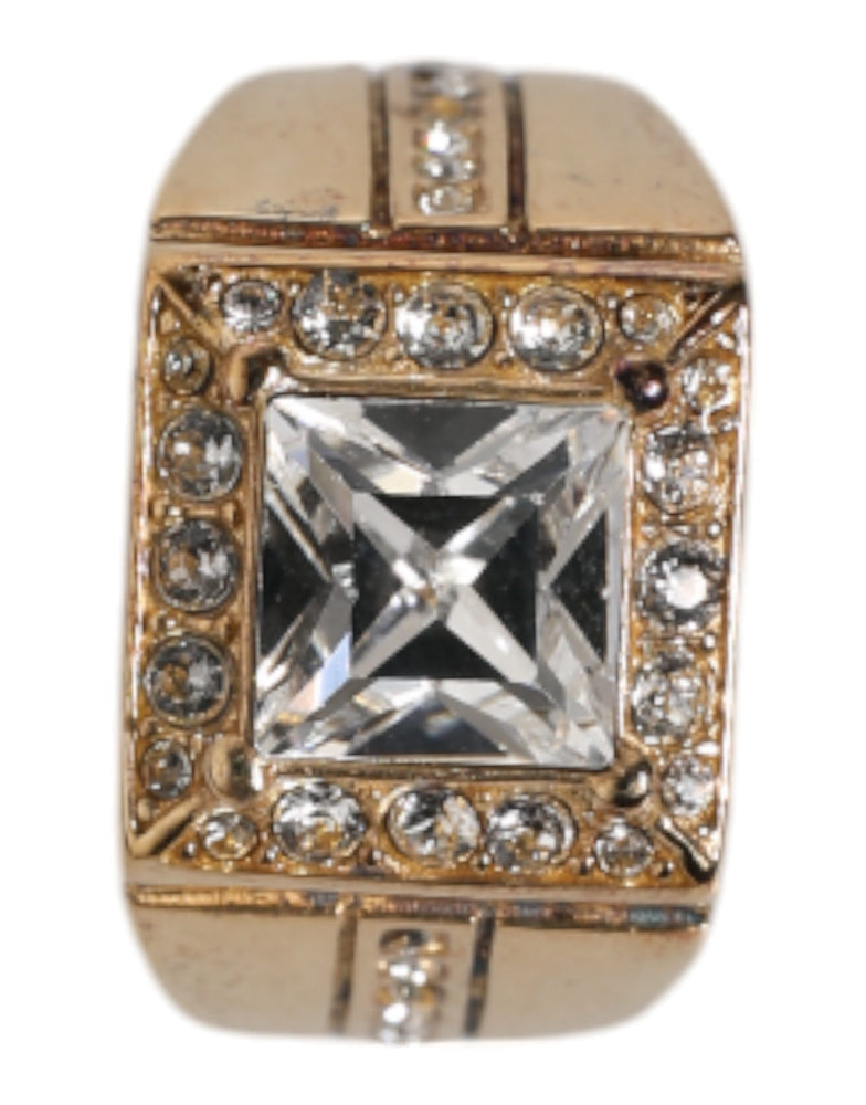 Dolce & Gabbana Gold Tone Sterling Silver 925 Crystals Ring