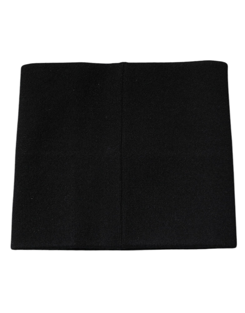 Dolce & Gabbana Black Cashmere Knitted Square Handkerchief Scarf