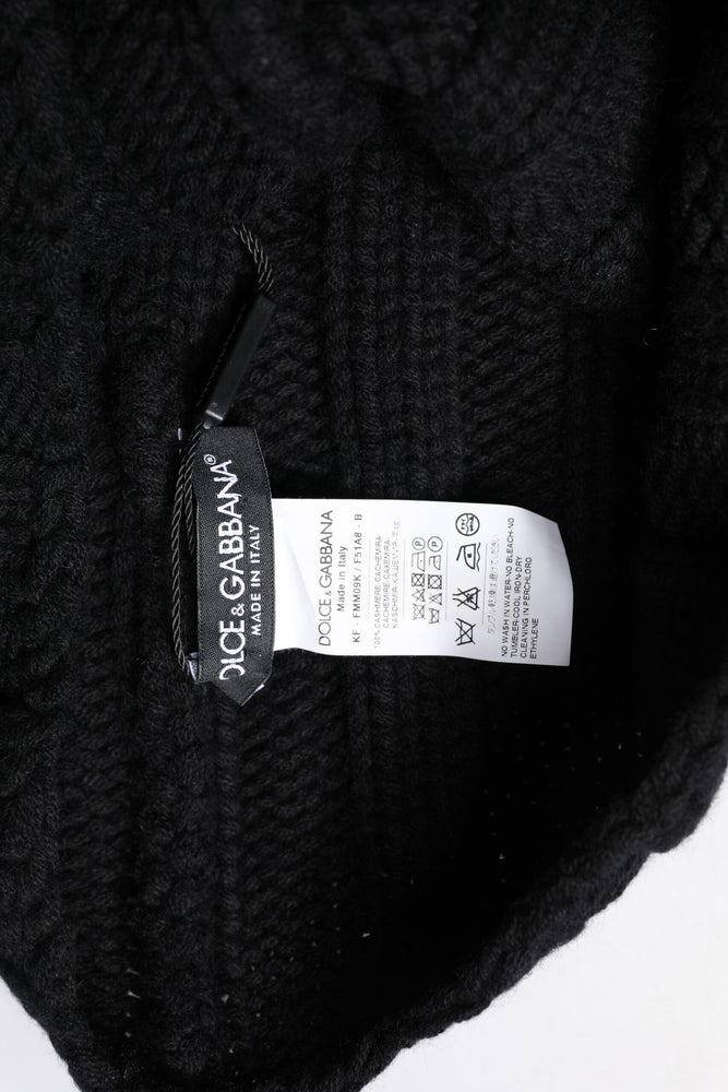 Dolce & Gabbana Black Cashmere Knitted Neck Warmer Foulard Scarf