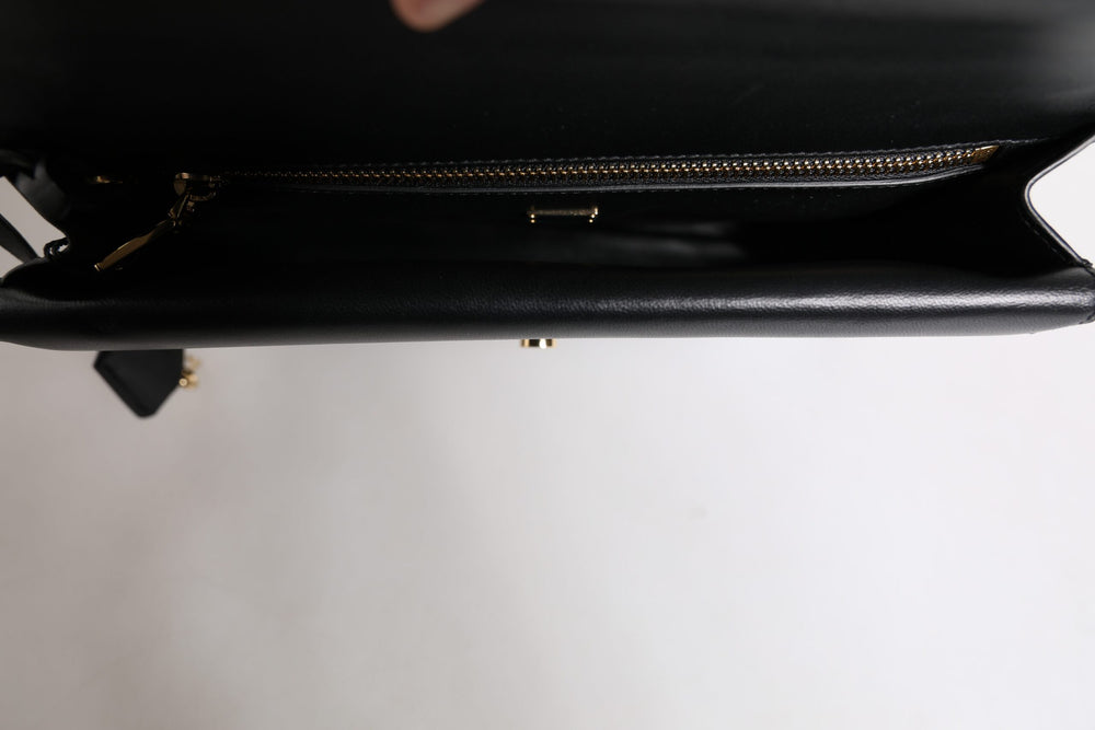 Dolce & Gabbana Black Leather Logo Plaque Document Briefcase Bag