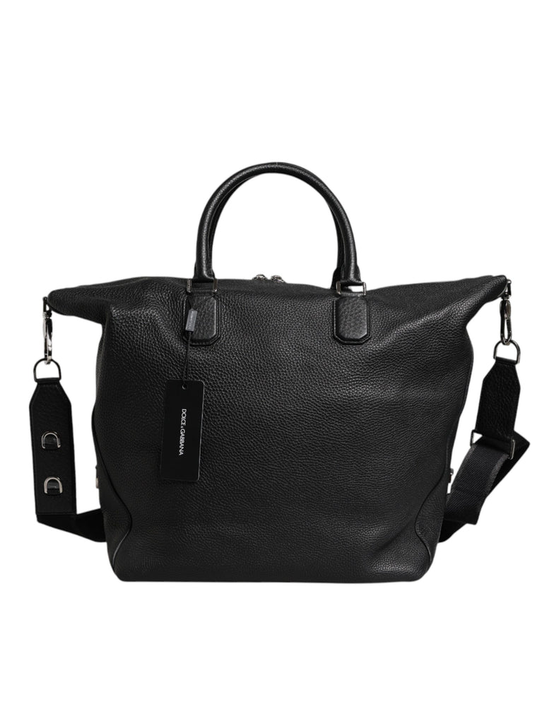 Dolce & Gabbana Black Calfskin Leather Hand Shoulder Duffle Bag