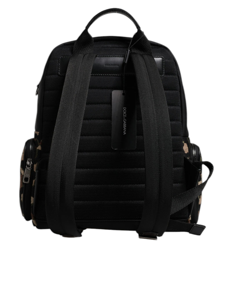 Dolce & Gabbana Multicolor Leopard Print DG Logo Plaque Men Backpack Bag