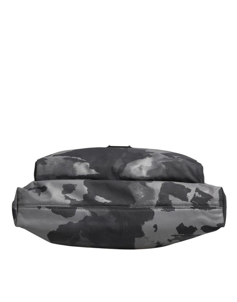 Dolce & Gabbana Gray Camo Cotton Multiple Compartments Tote Bag