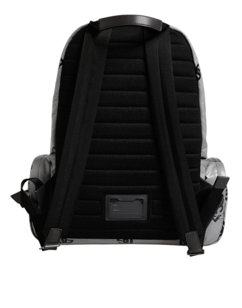 Dolce & Gabbana Polyester Gray Black DG Logo Plaque Backpack Bag