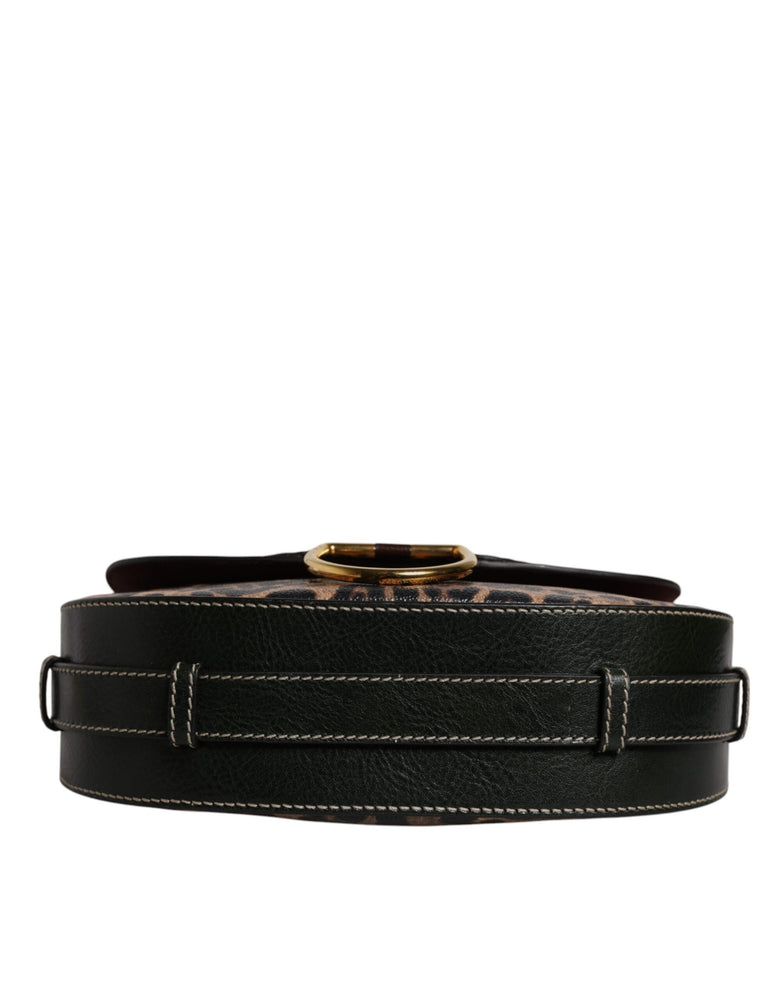 Dolce & Gabbana Black Brown Leopard Leather Shoulder Strap Bag