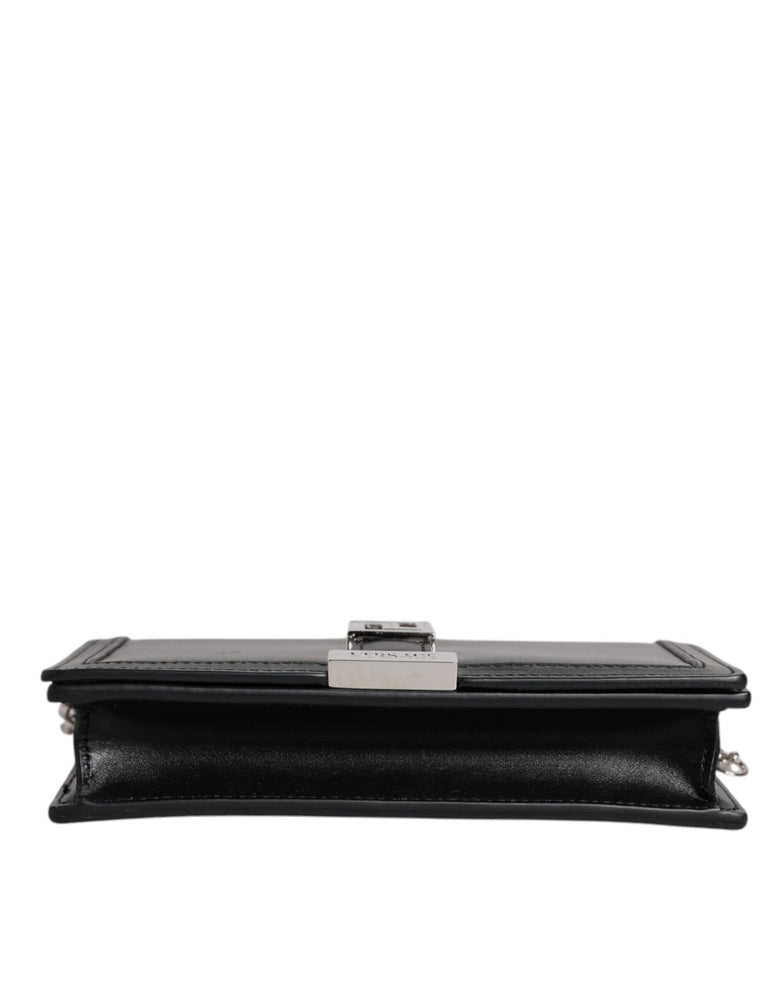 Versace Black Calfskin Leather Chain Strap Shoulder Crossbody Bag