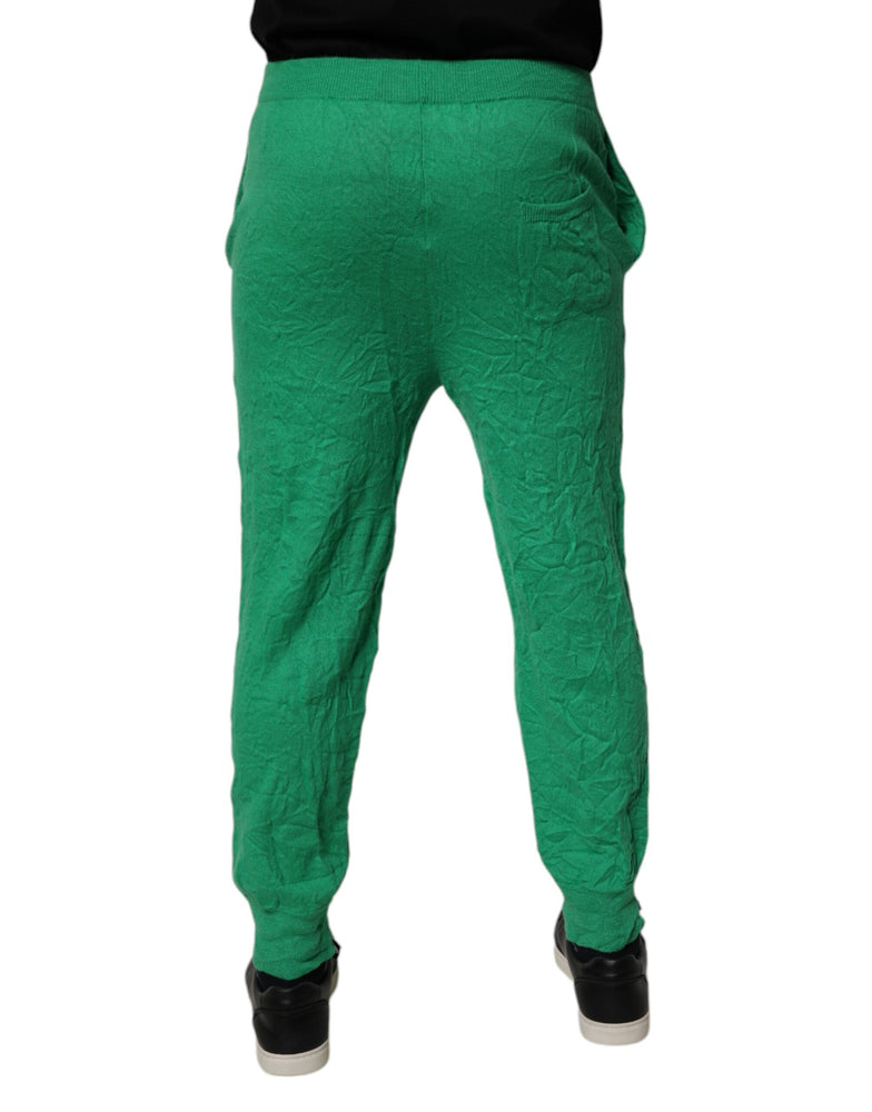 Dsquared² Green Cotton Elastic Waist Men Casual Pants