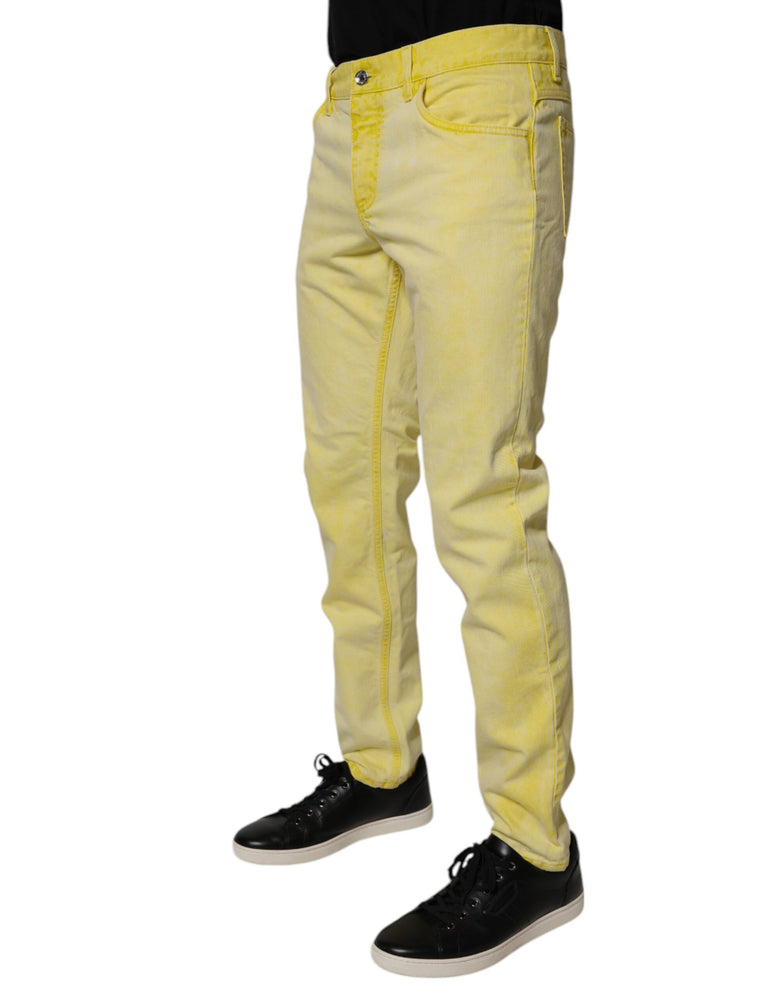 Dolce & Gabbana Yellow Cotton Stretch Skinny Men Denim Jeans