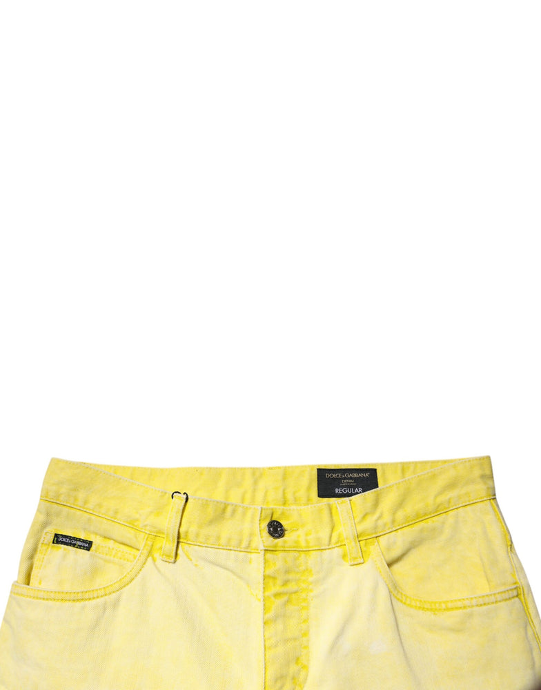 Dolce & Gabbana Yellow Cotton Stretch Skinny Men Denim Jeans