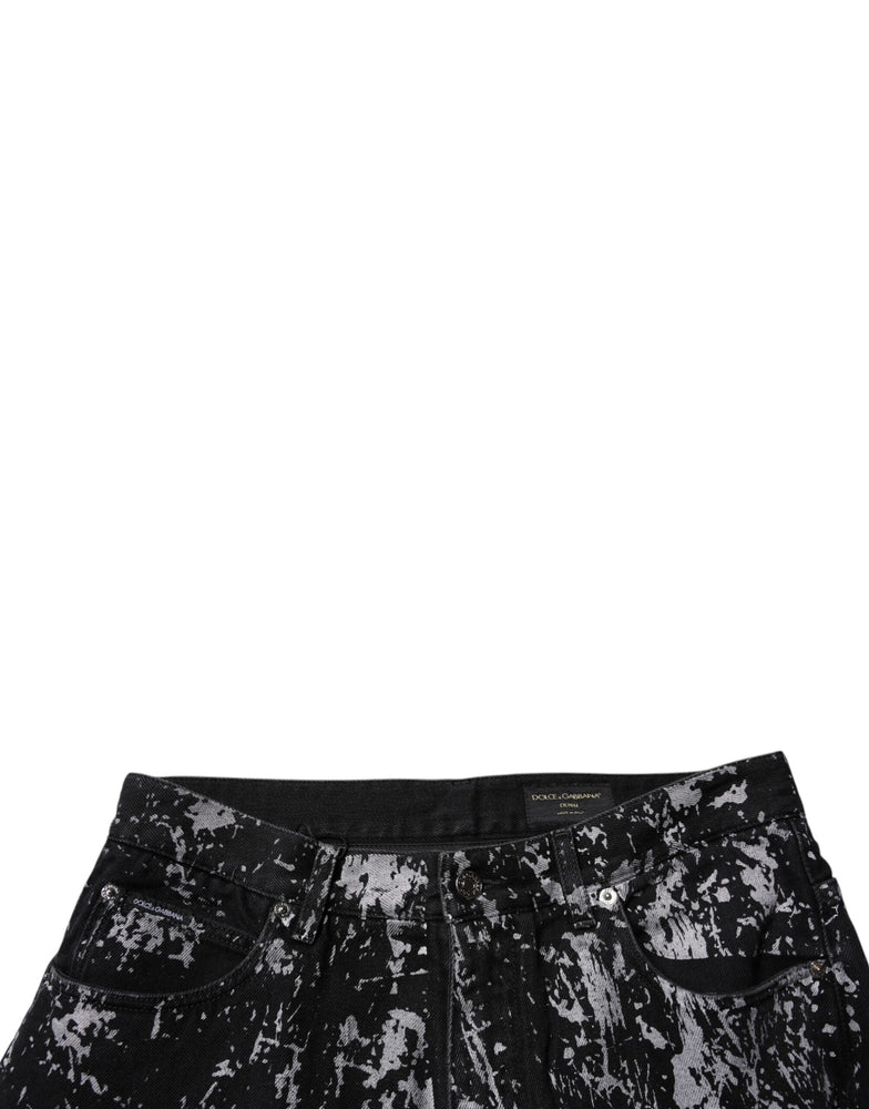 Dolce & Gabbana Black Tie Dye Cotton Straight Men Denim Jeans