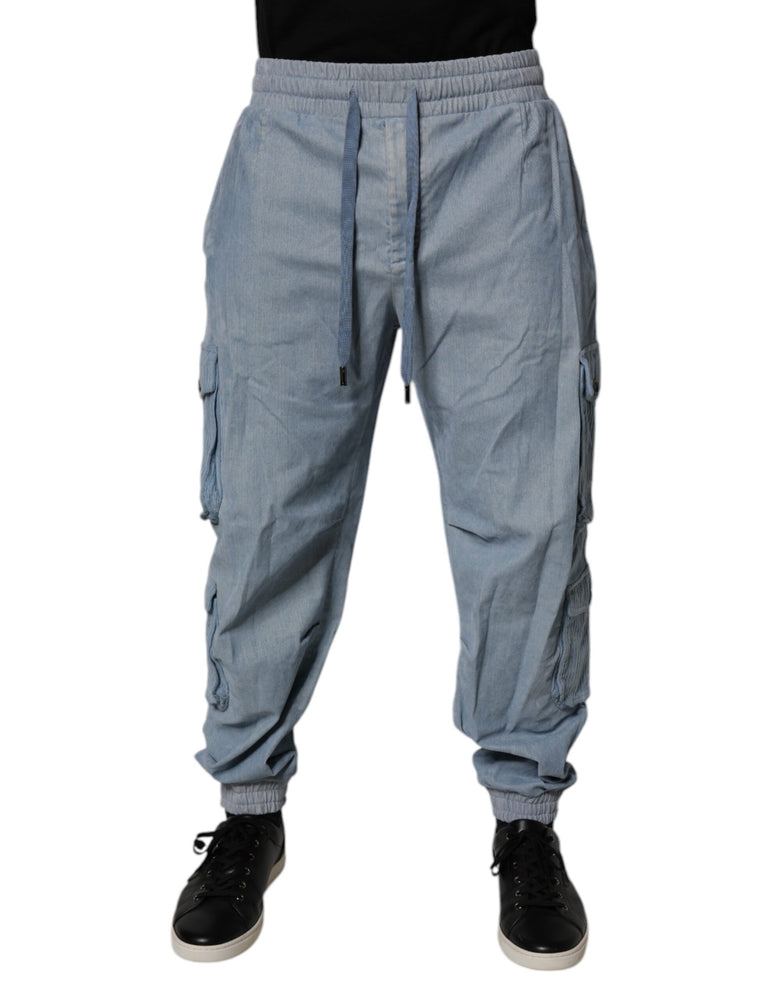 Dolce & Gabbana Light Blue Cotton Jogger Cargo Men Denim Pants