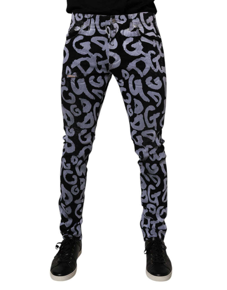Dolce & Gabbana Black Logo Monogram Cotton Skinny Denim Jeans