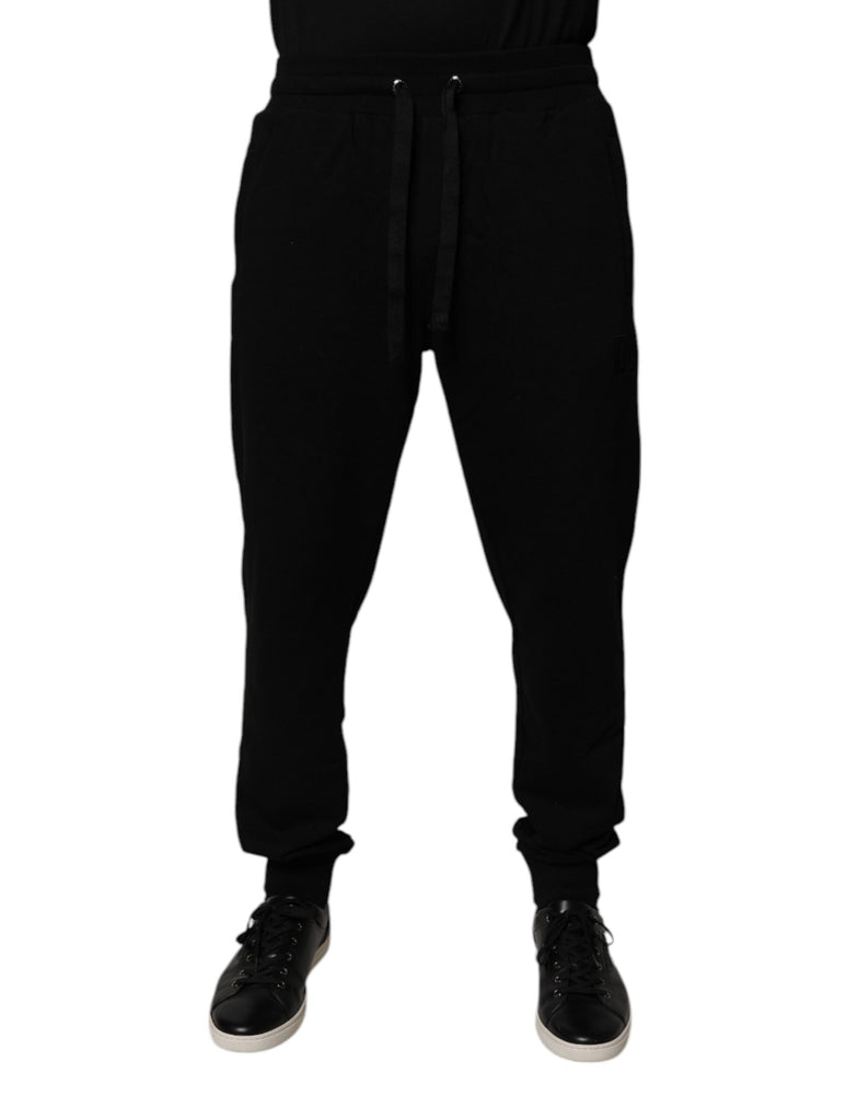Dolce & Gabbana Black Cotton Mid Waist Jogger Sweatpants Pants