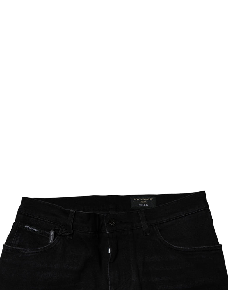 Dolce & Gabbana Black Ripped Cotton Skinny Men Denim Jeans