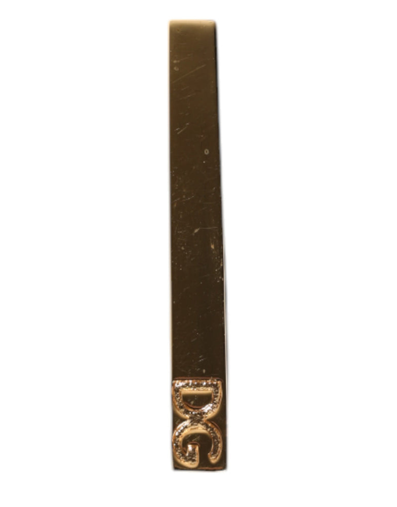 Dolce & Gabbana Gold Tone Brass Logo Branded Tie Clip Bar