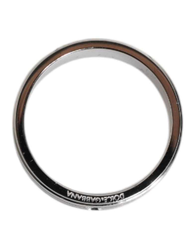 Dolce & Gabbana Silver Tone Brass Clear Crystal DG Logo Ring