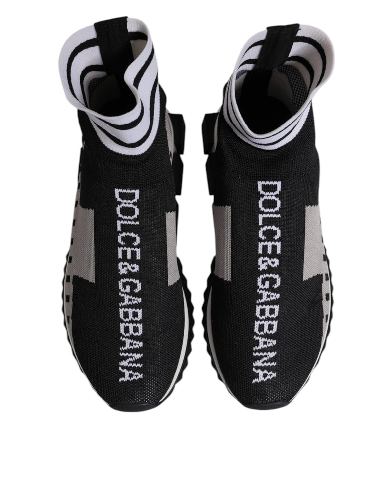 Dolce & Gabbana Black Gray Sorrento Socks Women Sneakers Shoes
