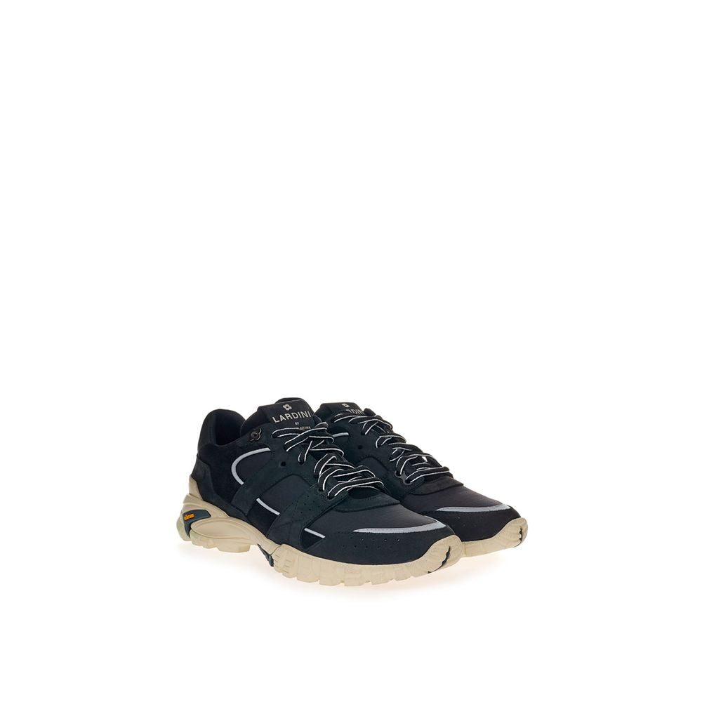 Lardini Black Suede Leather Athletic Sneakers