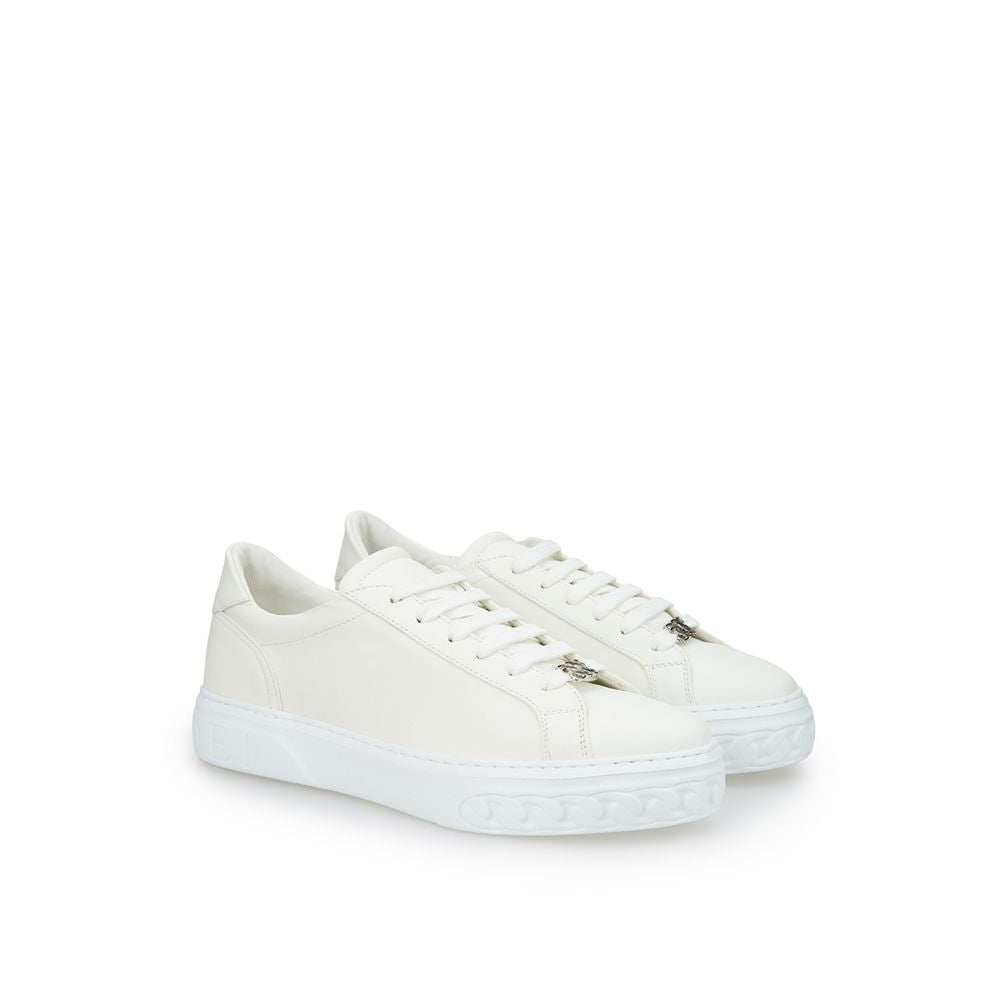 Casadei White Leather Athletic Sneakers