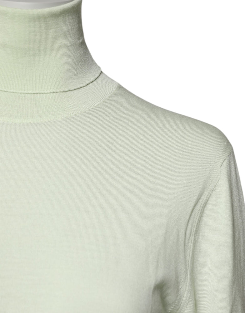 Dolce & Gabbana Light Green Wool Turtleneck Pullover Sweater