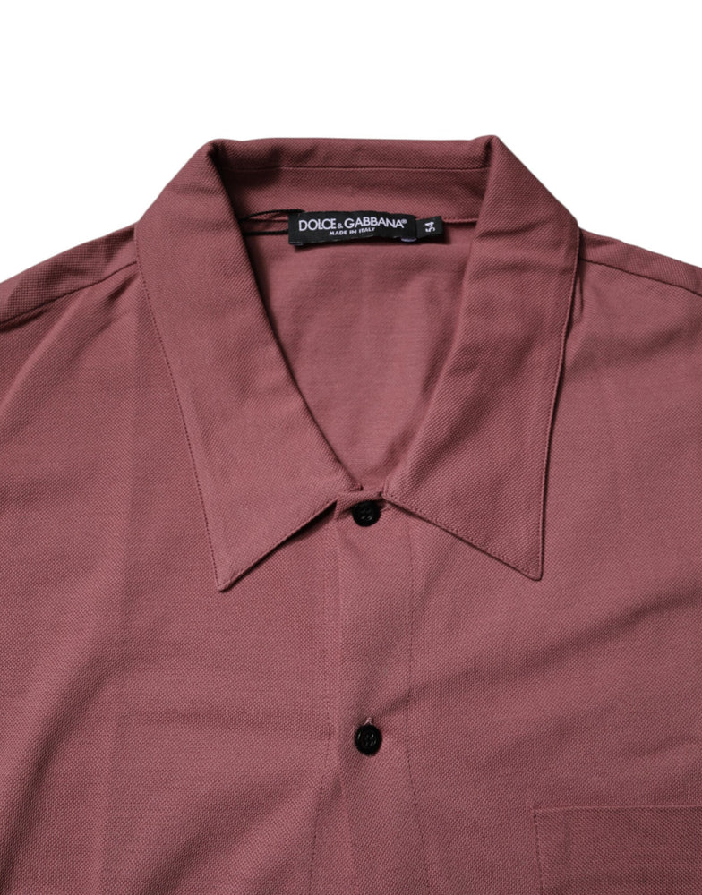 Dolce & Gabbana Dark Pink Button Down Casual Polo Men Shirt