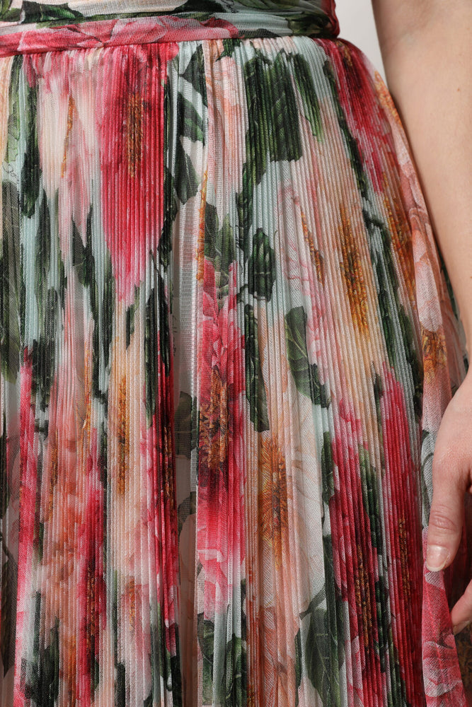 Dolce & Gabbana Multicolor Silk Floral High Waist Midi Skirt