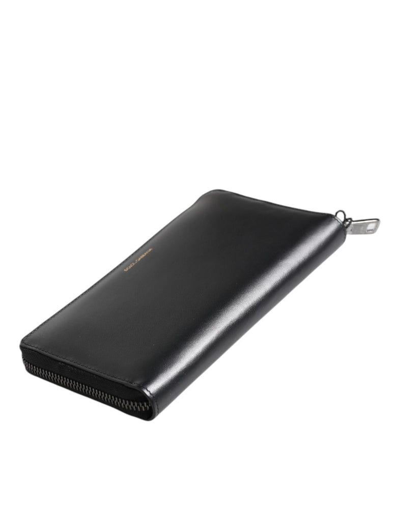 Dolce & Gabbana Black Blue Exotic Leather Embossed Continental Wallet