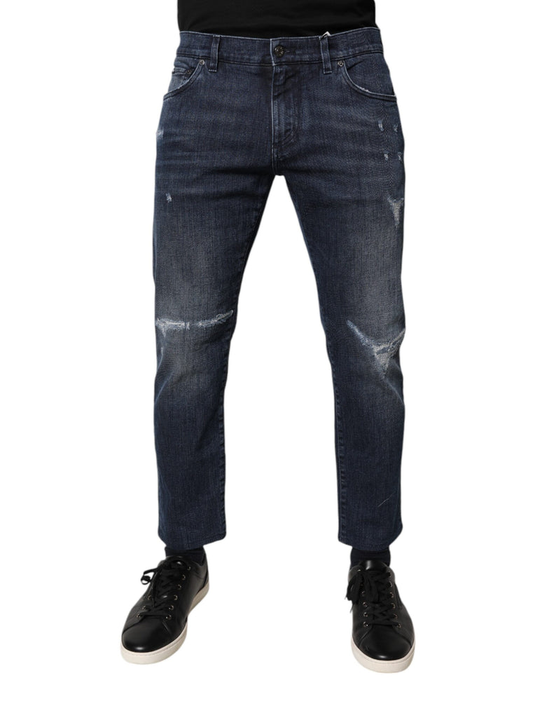 Dolce & Gabbana Blue Cotton Stretch Skinny Men Denim Jeans