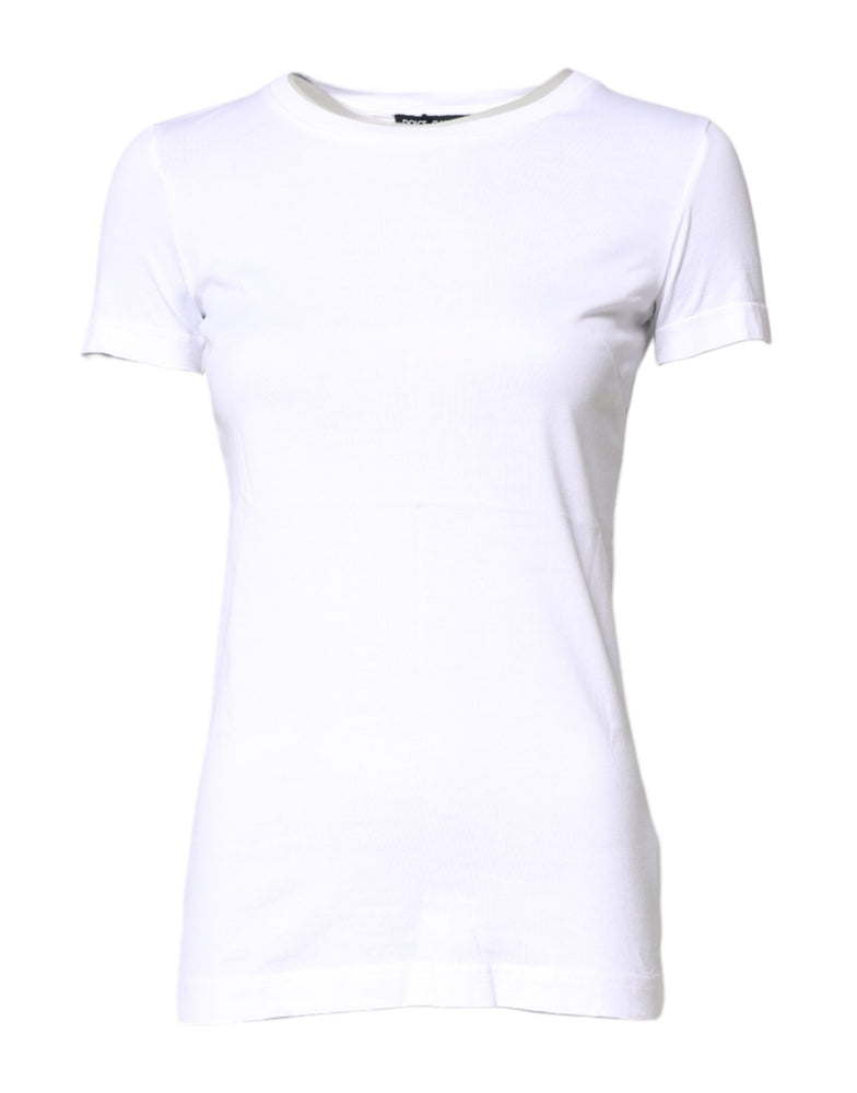 Dolce & Gabbana White Cotton Crew Neck Short Sleeves T-shirt