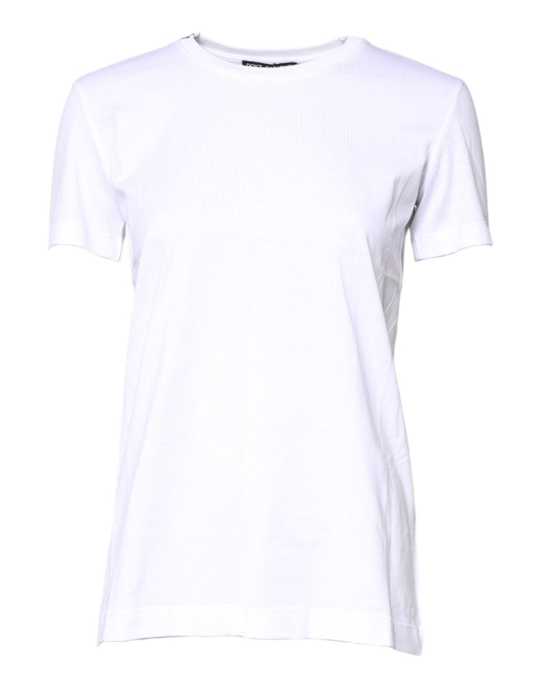 Dolce & Gabbana White Cotton Crew Neck Short Sleeves T-shirt