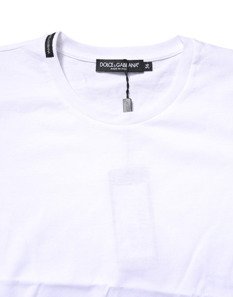 Dolce & Gabbana White Cotton Crew Neck Short Sleeves T-shirt