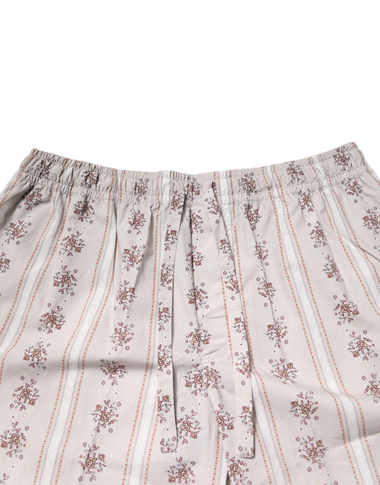 Dolce & Gabbana Beige Floral Print Cotton Men Pajama Set Sleepwear
