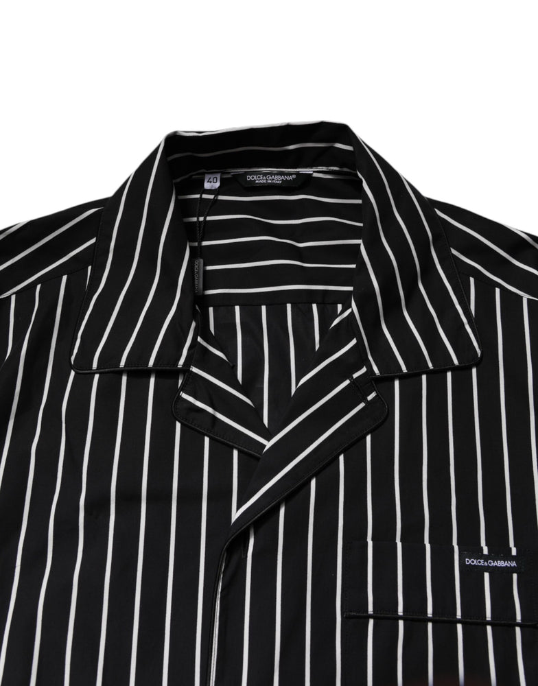Dolce & Gabbana Black White Stripes Cotton Men Pajama Set Sleepwear
