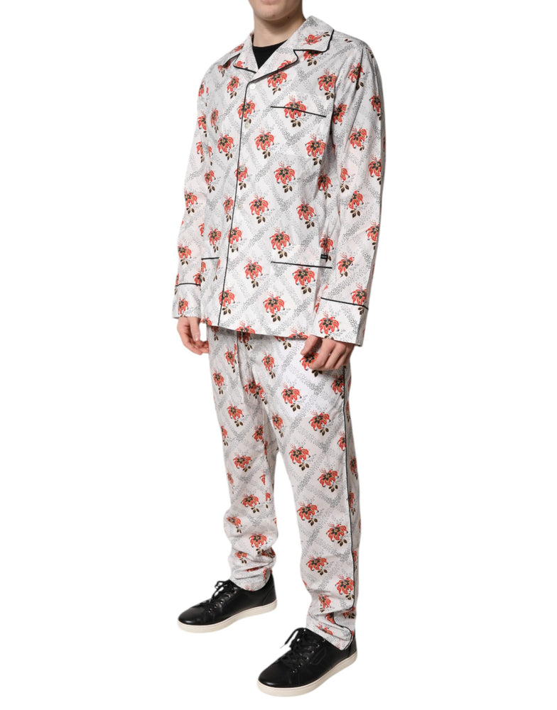 Dolce & Gabbana Multicolor Floral Print Cotton Pajama Set Sleepwear