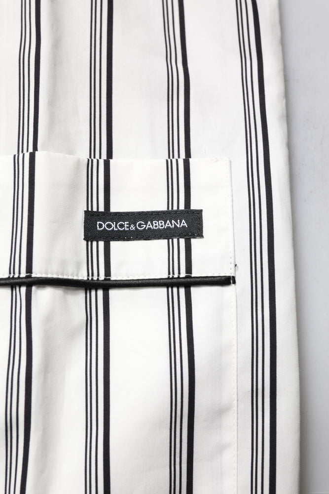 Dolce & Gabbana White Black Stripes Cotton Men Pajama Set Sleepwear