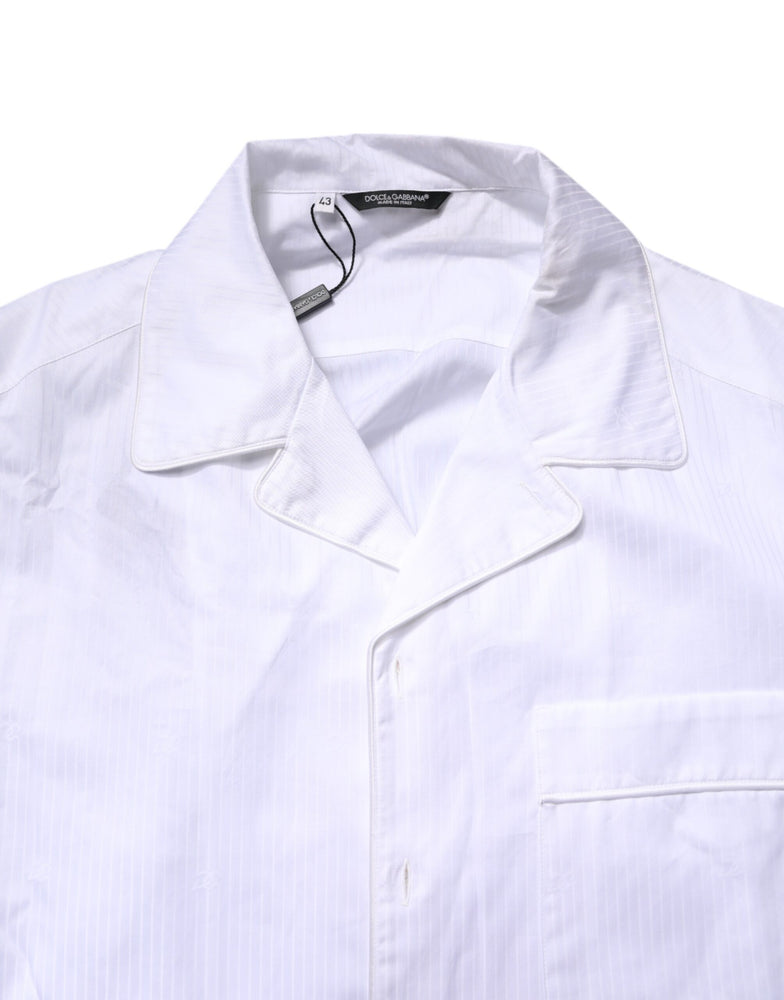 Dolce & Gabbana White Cotton Shirt Pants Pajama Set Sleepwear
