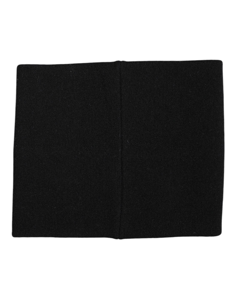 Dolce & Gabbana Black White Logo Print Knitted Neck Warmer Scarf