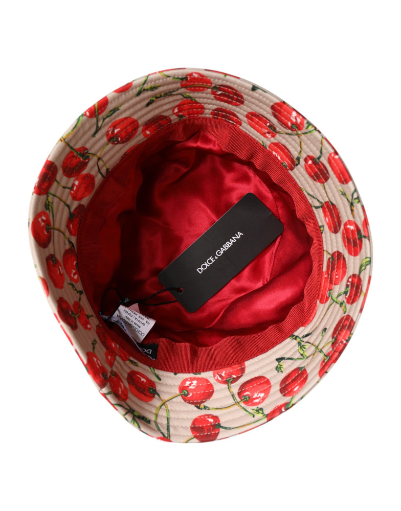 Dolce & Gabbana Beige Cotton Printed Wide Brim Bucket Hat