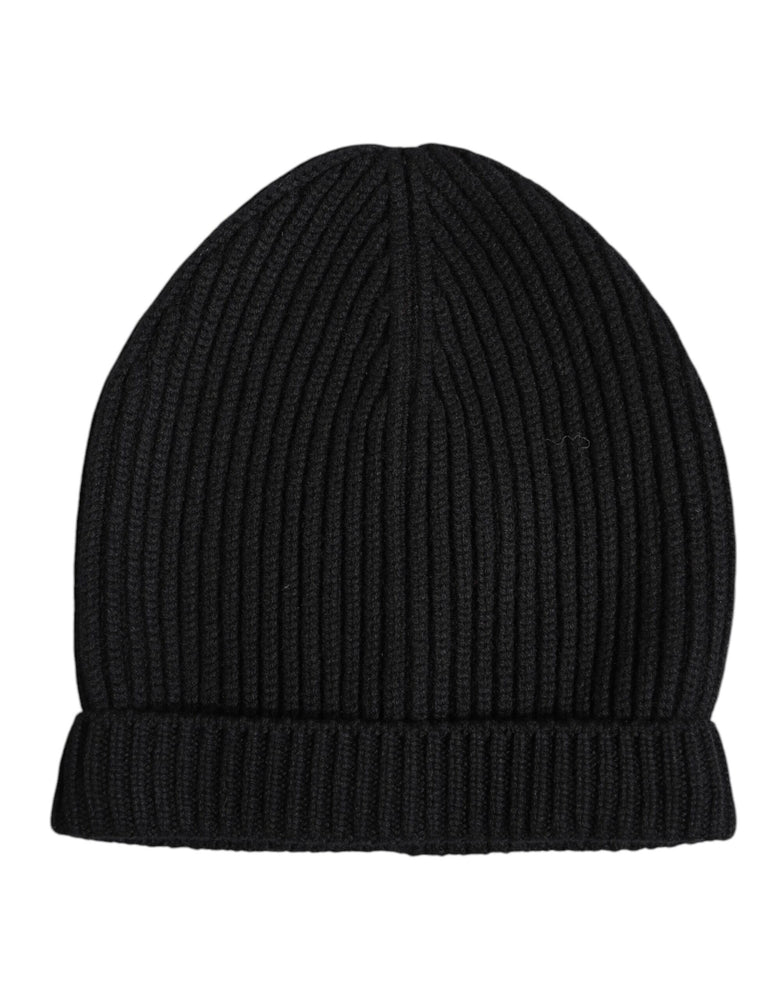 Dolce & Gabbana Black Cashmere Knitted Winter Beanie Hat