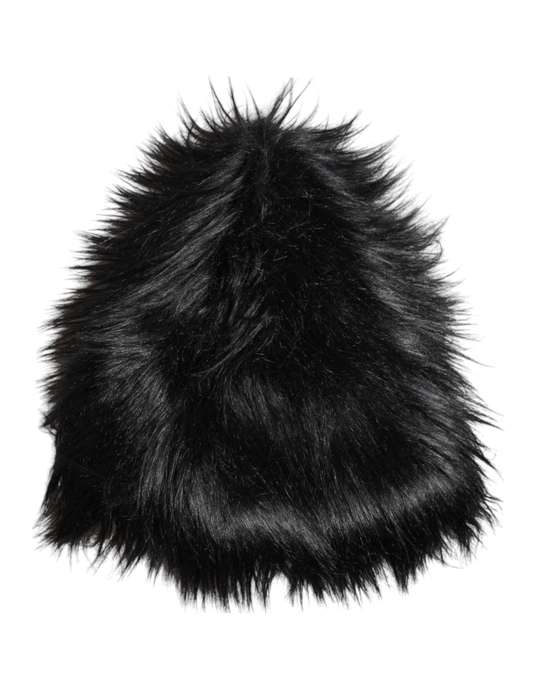 Dolce & Gabbana Black Acrylic Fur Womens Bucket Hat