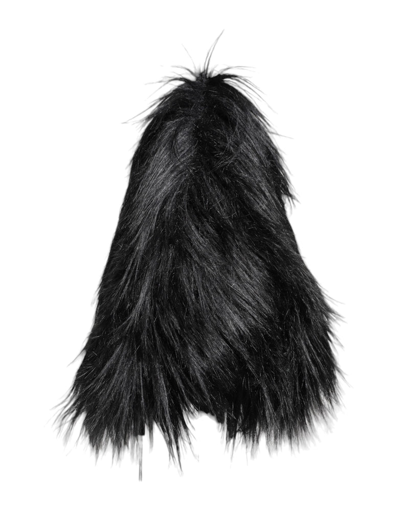 Dolce & Gabbana Black Acrylic Fur Womens Bucket Hat