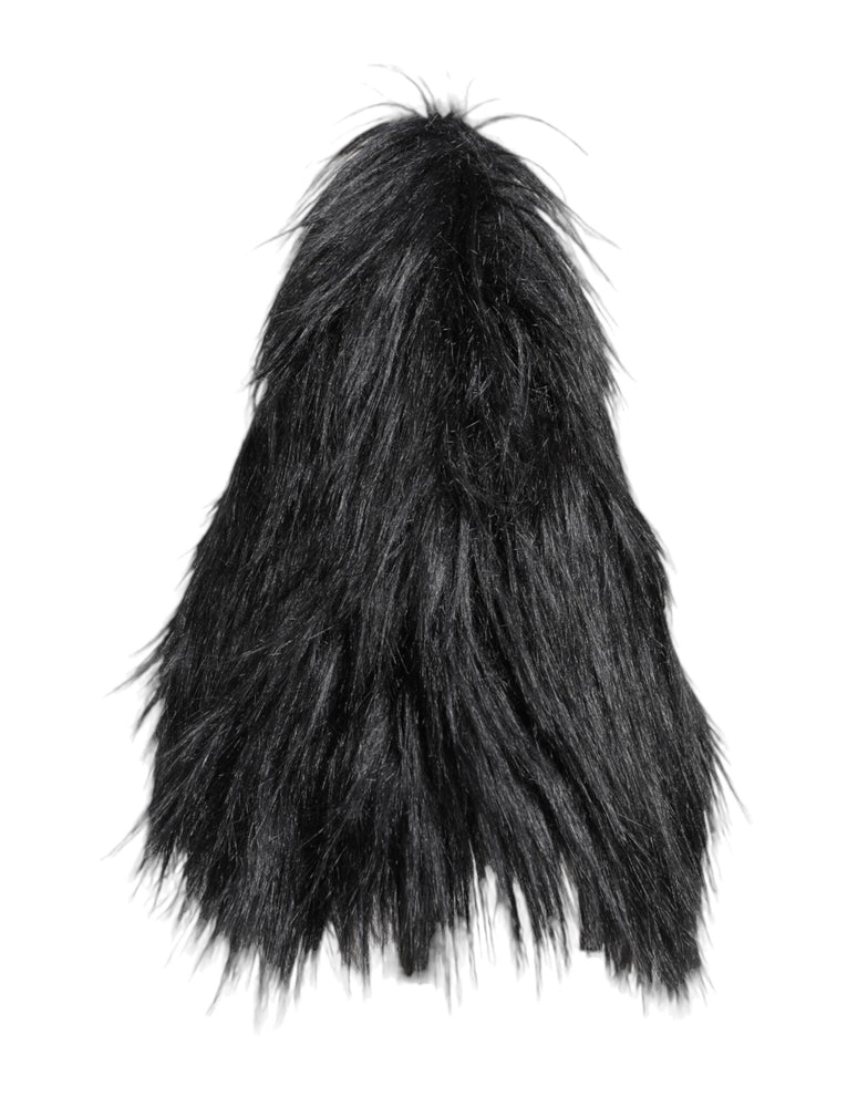 Dolce & Gabbana Black Acrylic Fur Womens Bucket Hat